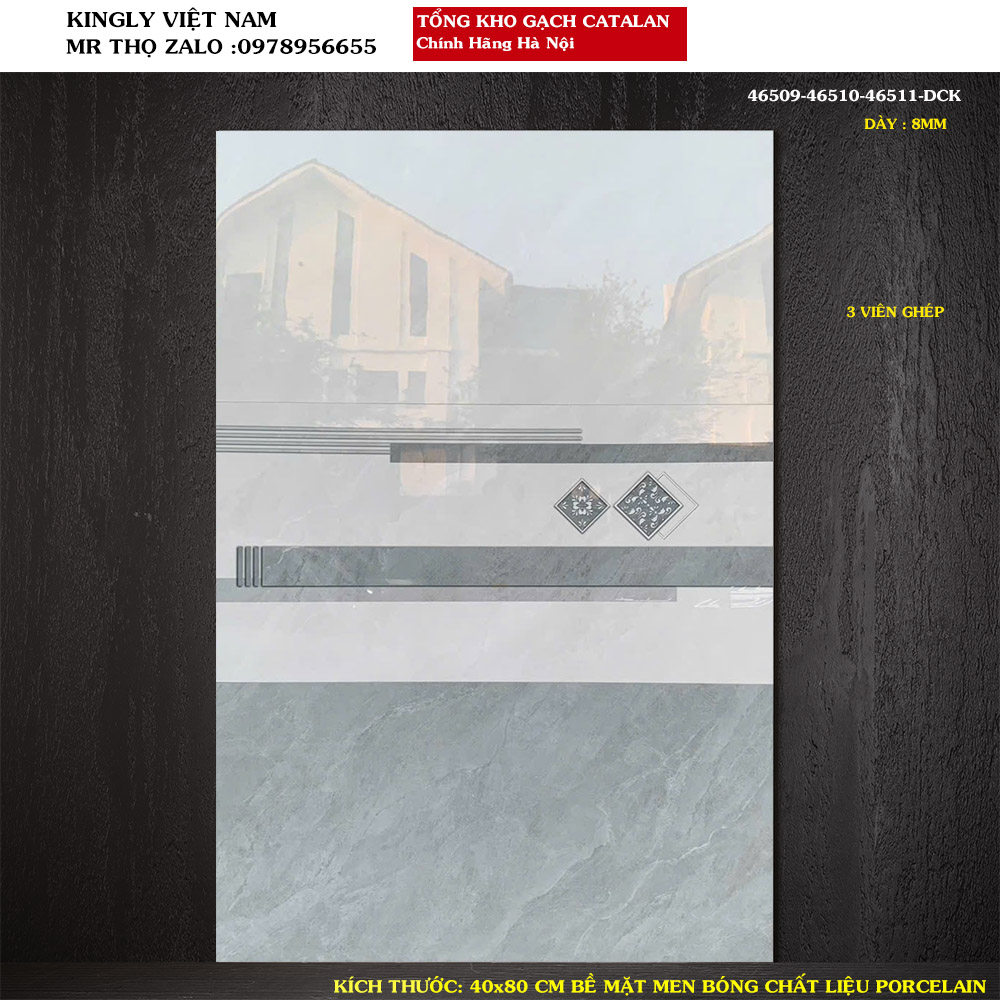 Bộ Gạch ốp tường Catalan 40x80 46509-46510-46511 Loại 1